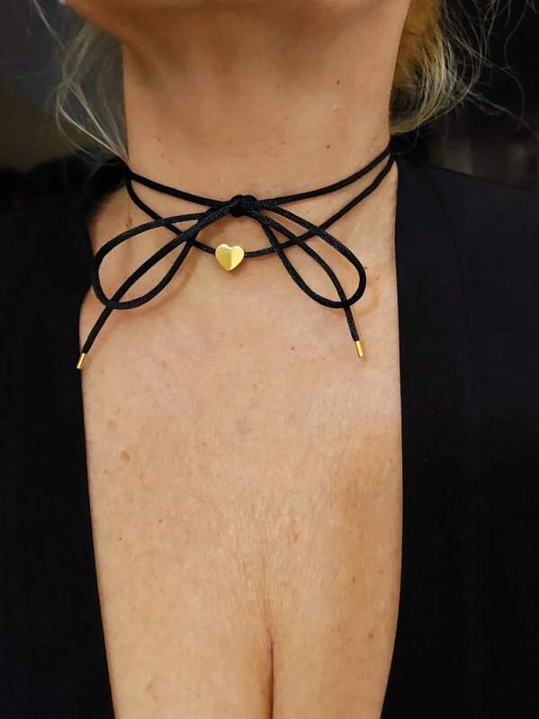 Náhrdelník - chocker FATMA zlatý*černý* srdíčko
